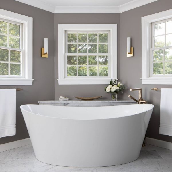 Sleek Bathroom With Modern-Style Tub