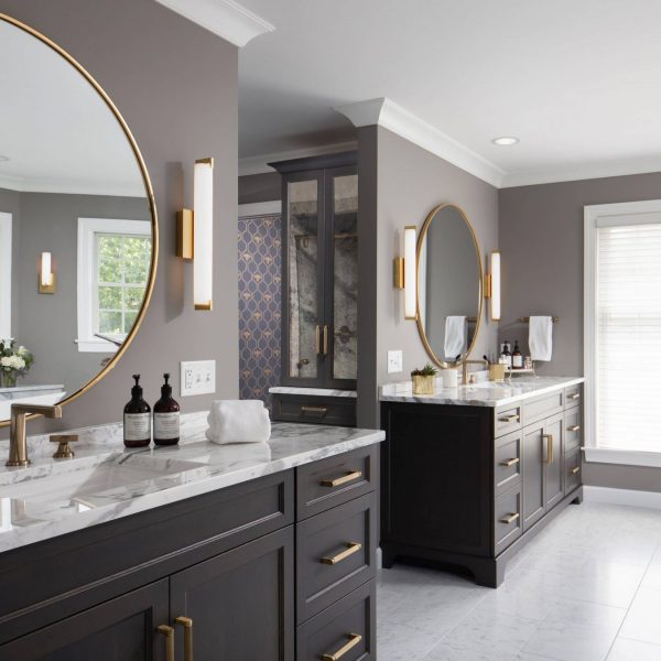 Sleek Bathroom With Two Separate Sinks