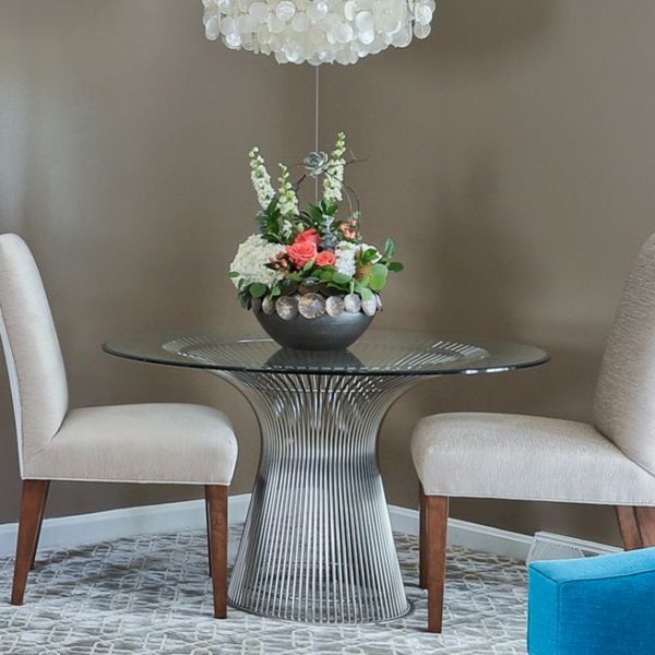 Small glass table with two chairs